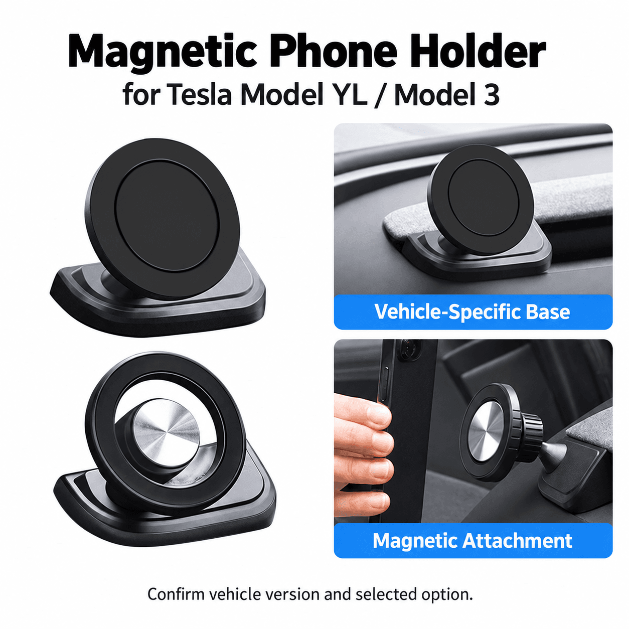 TINKON vehicle-specific magnetic phone holder for Tesla Model YL and Model 3