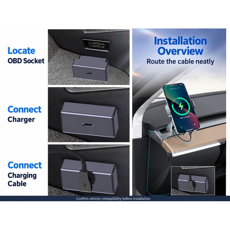 TINKON compact OBD car charger with single USB-C or USB-A plus USB-C port options - additional view 7