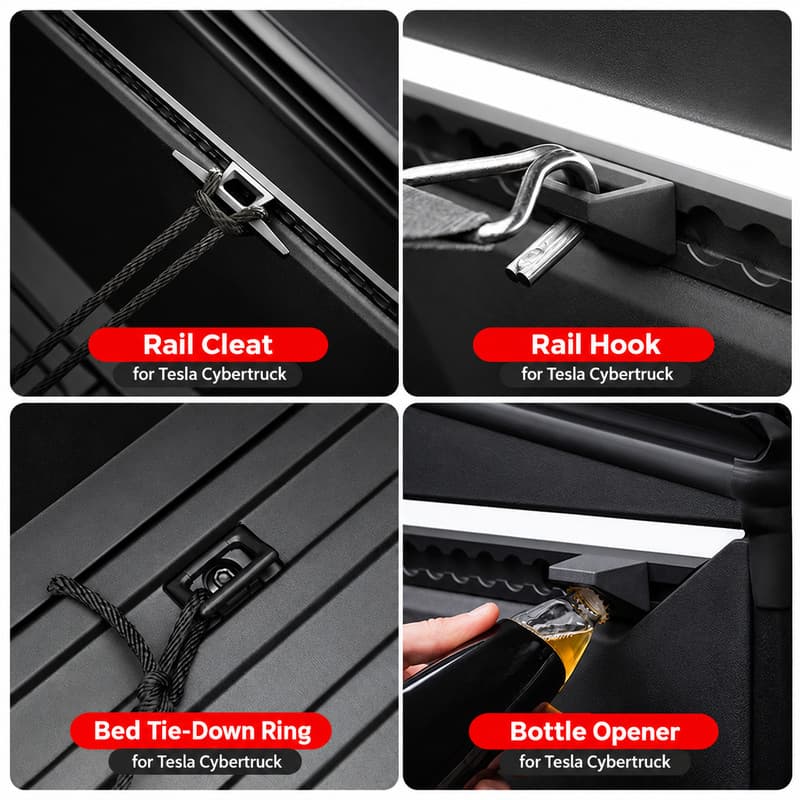 TINKON bed rail bottle opener accessory for Tesla Cybertruck - additional view 2