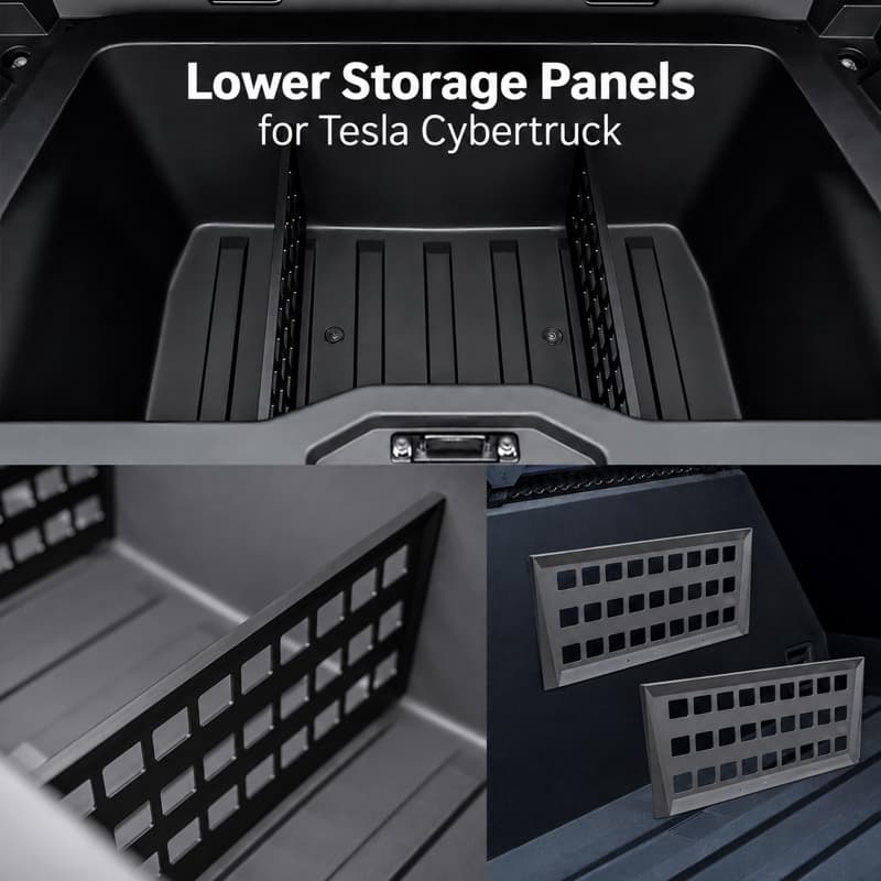 TINKON two-piece lower storage grid panel set for Tesla Cybertruck - additional view 2