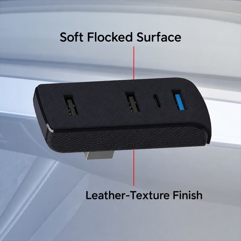 TINKON four-port glovebox USB hub with three USB-A ports and one USB-C port for compatible Tesla Model 3 and Model Y layouts - additional view 5