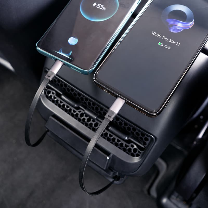 TINKON rear air vent charging hub with retractable cables for compatible Tesla Model 3 and Model Y interiors - additional view 4