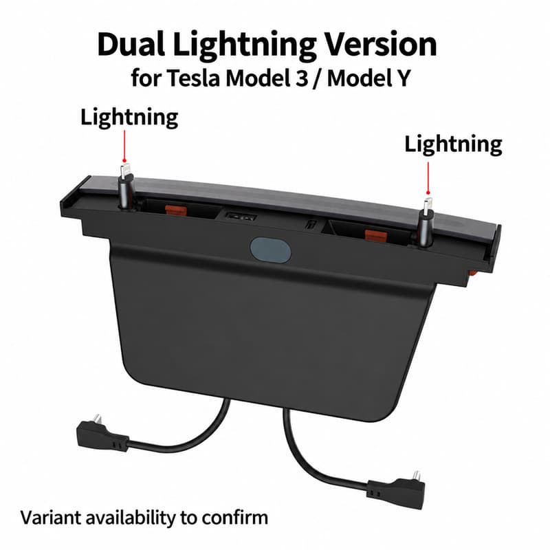 TINKON retractable center console charging hub for compatible Tesla Model 3 and Model Y interiors - additional view 8