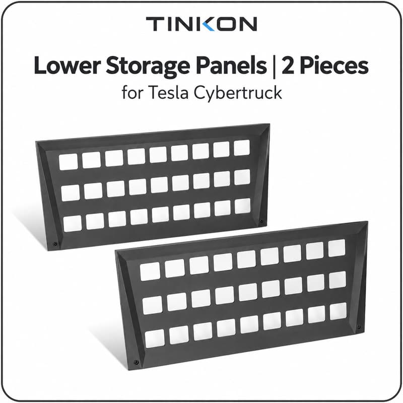 TINKON two-piece lower storage grid panel set for Tesla Cybertruck