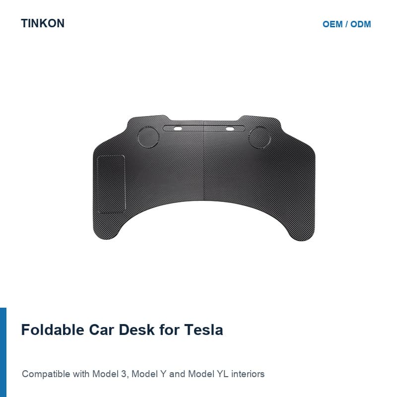 TINKON foldable car desk tray for Tesla Model 3, Model Y and Model YL