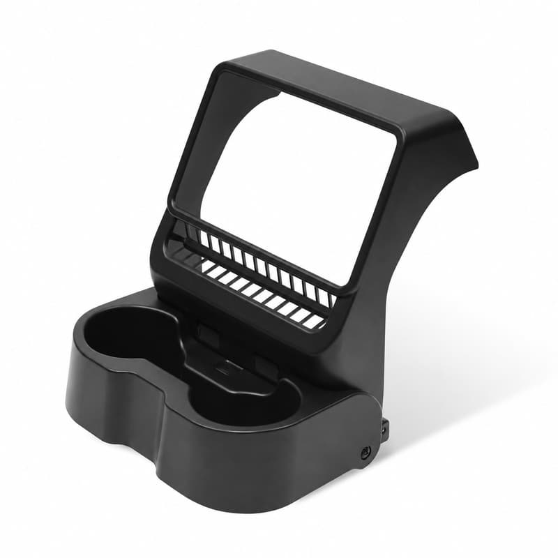 TINKON folding rear cup holder with screen frame and vent guard for compatible Tesla Model 3 and Model Y rear consoles