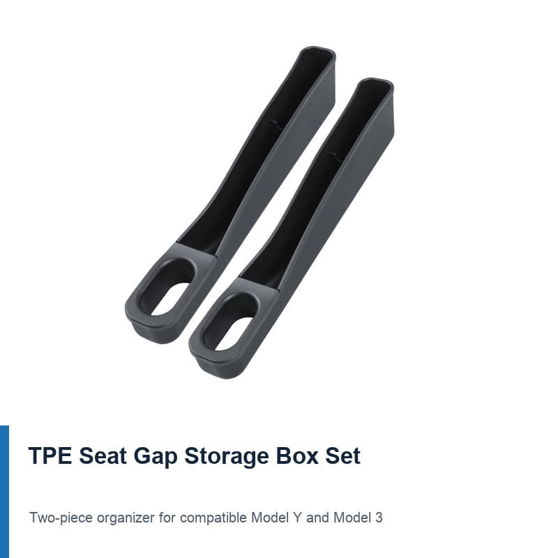 TINKON two-piece TPE seat gap storage box organizer set for Tesla Model Y and Model 3