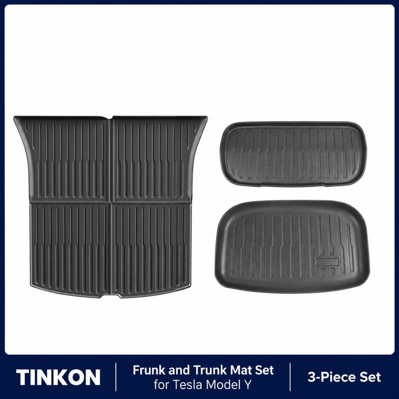 TINKON three-piece frunk and trunk mat set for Tesla Model Y