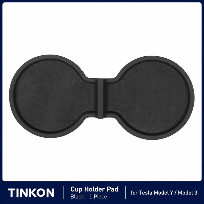 TINKON black console cup holder pad for Tesla Model Y and Model 3