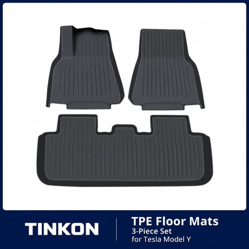 TINKON three-piece TPE floor mat set for Tesla Model Y