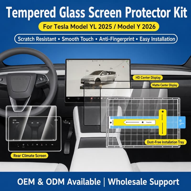TINKON tempered glass screen protector kit for Tesla Model Y and Model YL displays