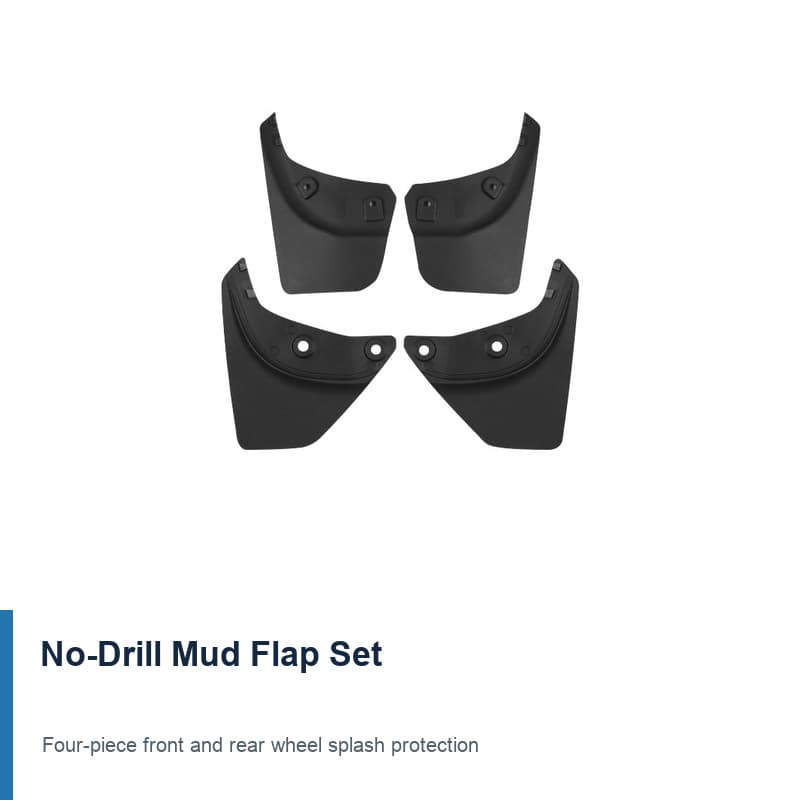 TINKON four-piece no-drill mud flap splash guard set for compatible Tesla vehicles
