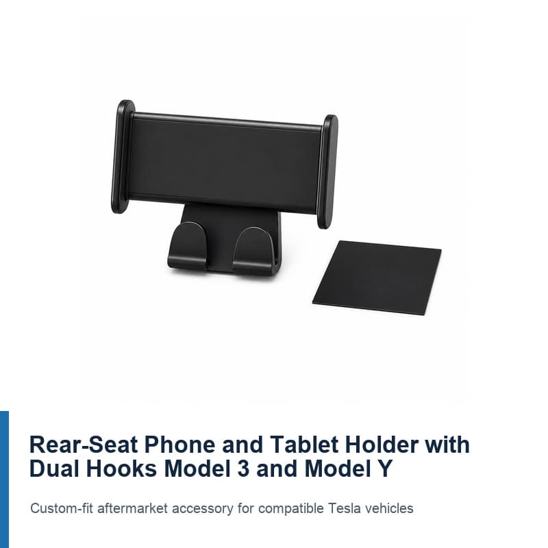 TINKON rear-seat phone and tablet holder with hooks for Tesla vehicles